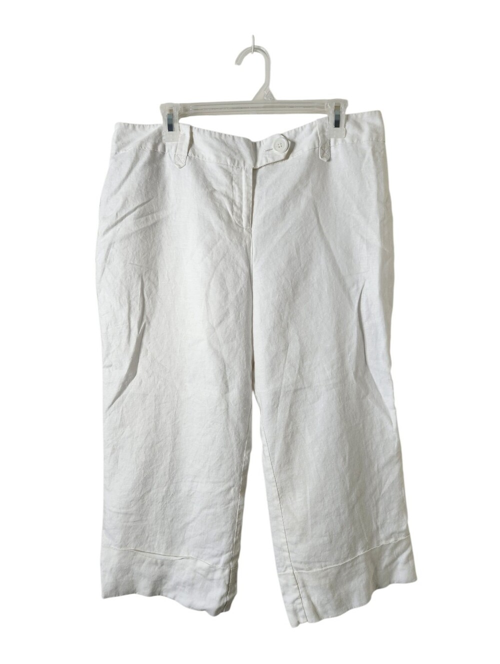 Ann Taylor Loft Ann Linen White Wide Leg Cropped Pants